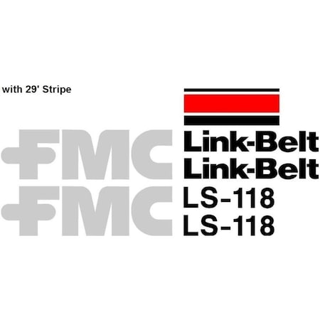 Aftermarket Link-Belt LS-118 Excavator Decal Set with 29' of Stripe LBLS118WSDECALSET